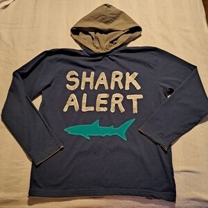 Mini Boden boys size 11-12 years Shark design hooded shirt, EUC